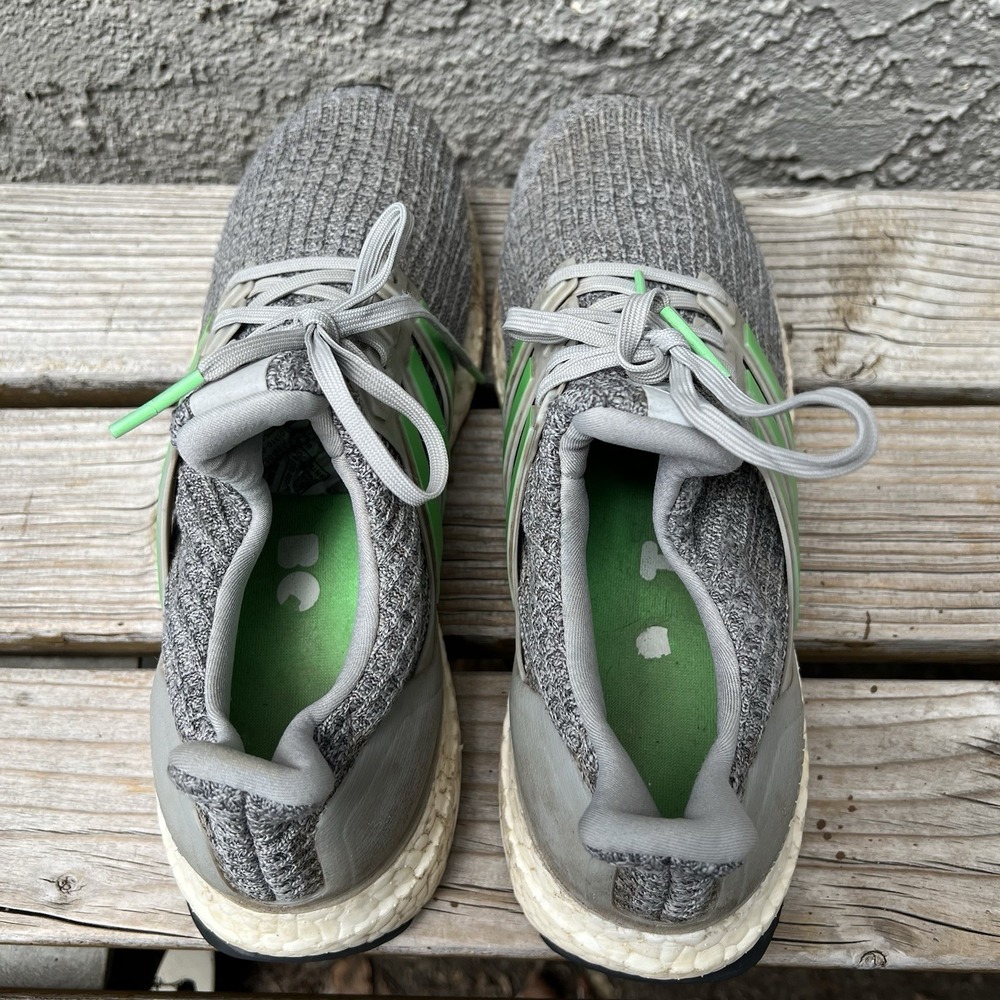 Adidas Shoes Men Size 7.5 Ultraboost 4.0 Grey Two Shock Lime Primeknit Running - Picture 5 of 10